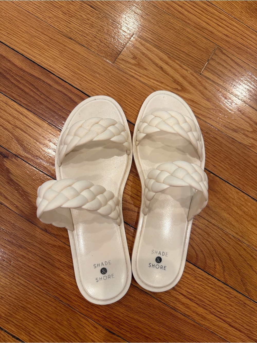 Shade & Shore Cream Braided Jelly Slide Sandals